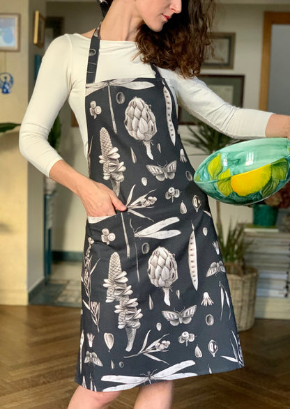 Ladies' Apron Simple, S-L Size, 100% Cotton, Printed | Seeds Carbon