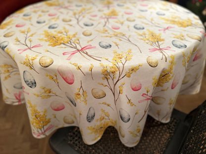 Round Tablecloth, 100% Cotton | Happy Easter