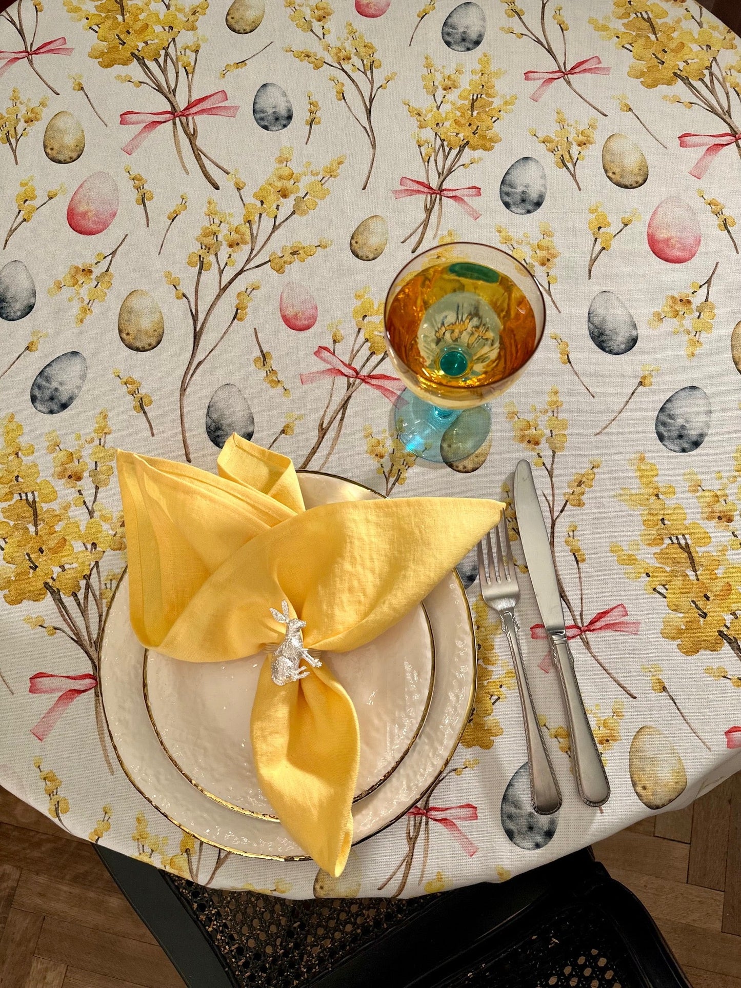 Round Tablecloth, 100% Cotton | Happy Easter
