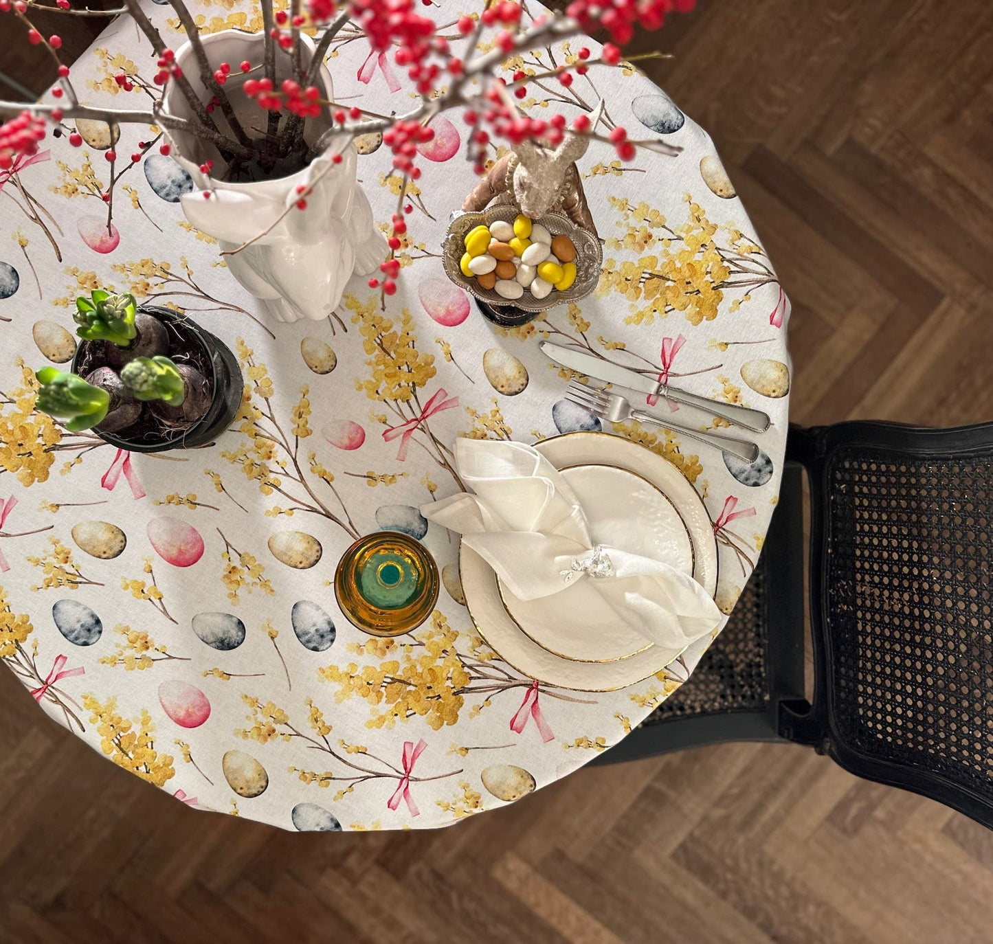 Round Tablecloth, 100% Cotton | Happy Easter