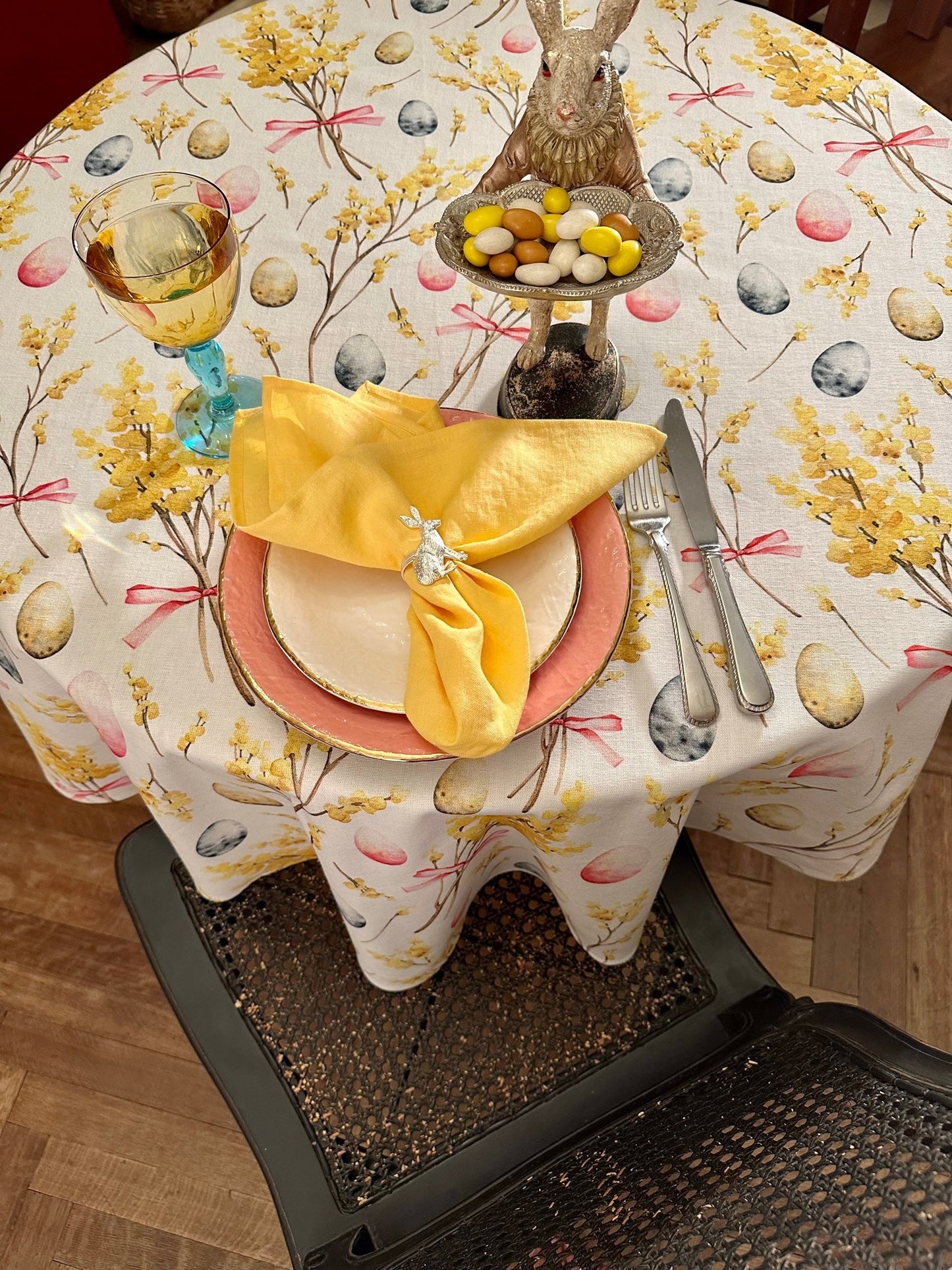 Round Tablecloth, 100% Cotton | Happy Easter