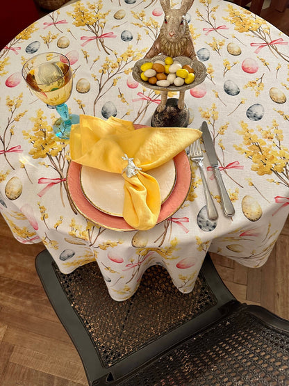 Round Tablecloth, 100% Cotton | Happy Easter
