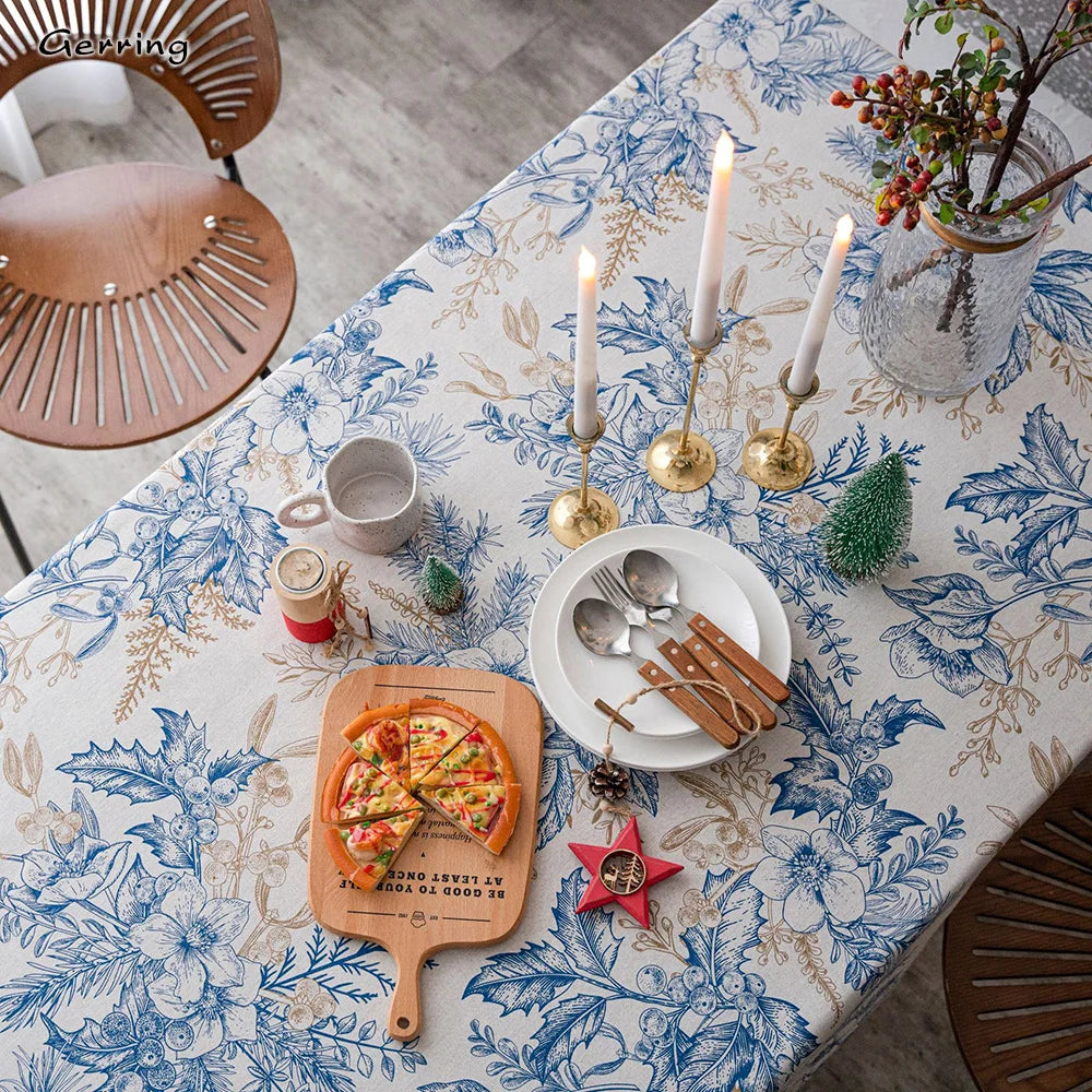 Winter Blue Bouquet Tablecloth